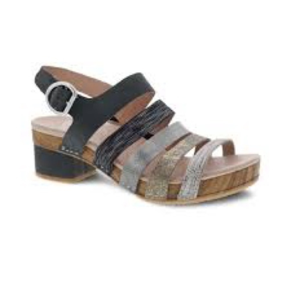 Dansko Maribeth sandals strappy women’s size 40 metallic‎ gold silver black